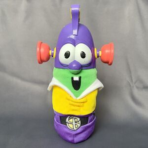 Vtg Fisher-Price Veggie Tales Larry Boy Super Suction Pop Off Ears Talking Plush